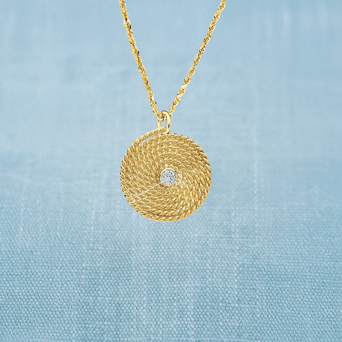 AGA Correa 18K Solid Gold Flemish Coil with Diamond Pendant-Accessories-Bitter End Provisions