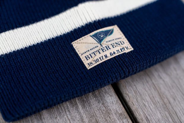 Navy Knit Burgee Beanie (Unisex)-Accessories-Bitter End Provisions