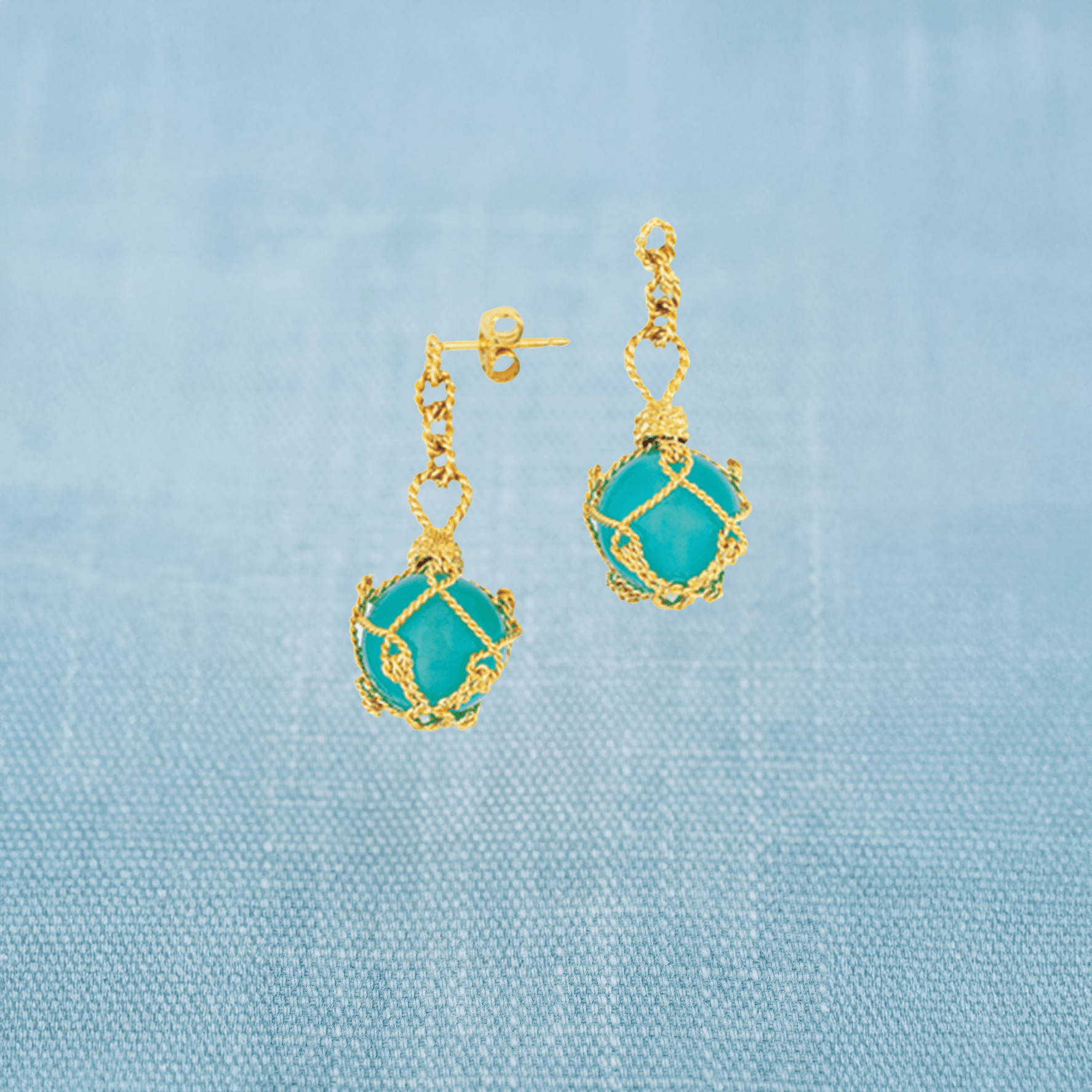 AGA Correa Fish Float Sphere Dangle Earrings 18K-Accessories-Bitter End Provisions