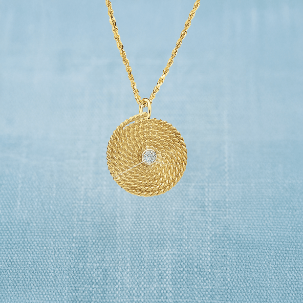 AGA Correa 18K Solid Gold Flemish Coil with Diamond Pendant-Accessories-Bitter End Provisions