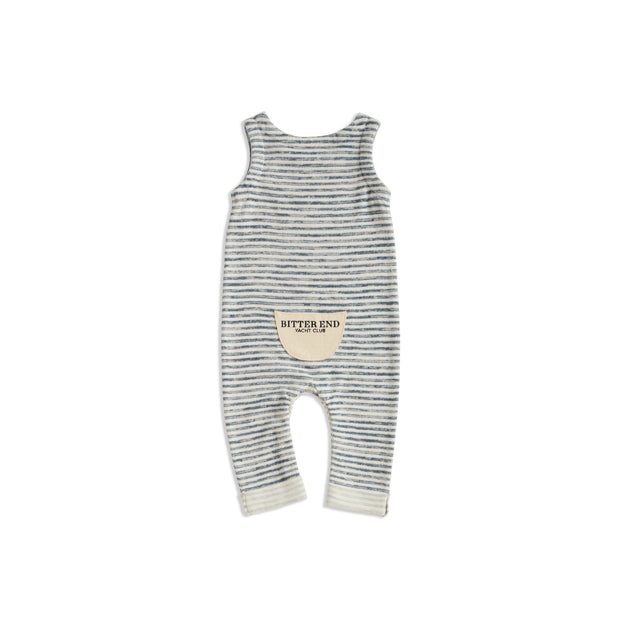French Terry One Love Onesie | Indigo Striped-Baby-Bitter End Provisions