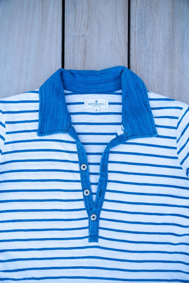 Women's Jibe Ho Jersey | Indigo Stripes-Tops-Bitter End Provisions