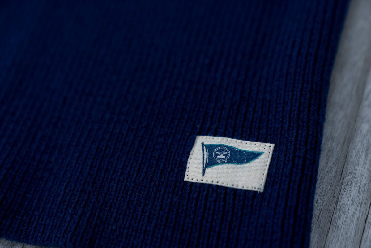 Navy Knit Burgee Beanie (Unisex)-Accessories-Bitter End Provisions