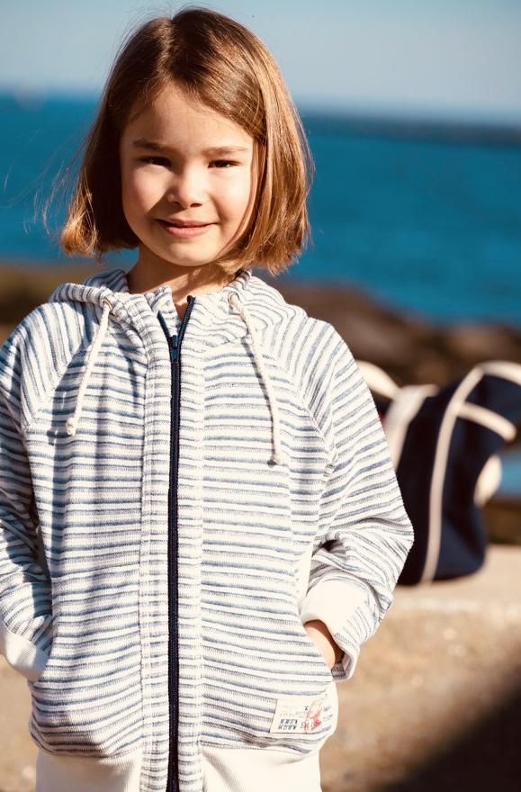 Kid's French Terry Indigo Striped Hoodie-Tops-Bitter End Provisions