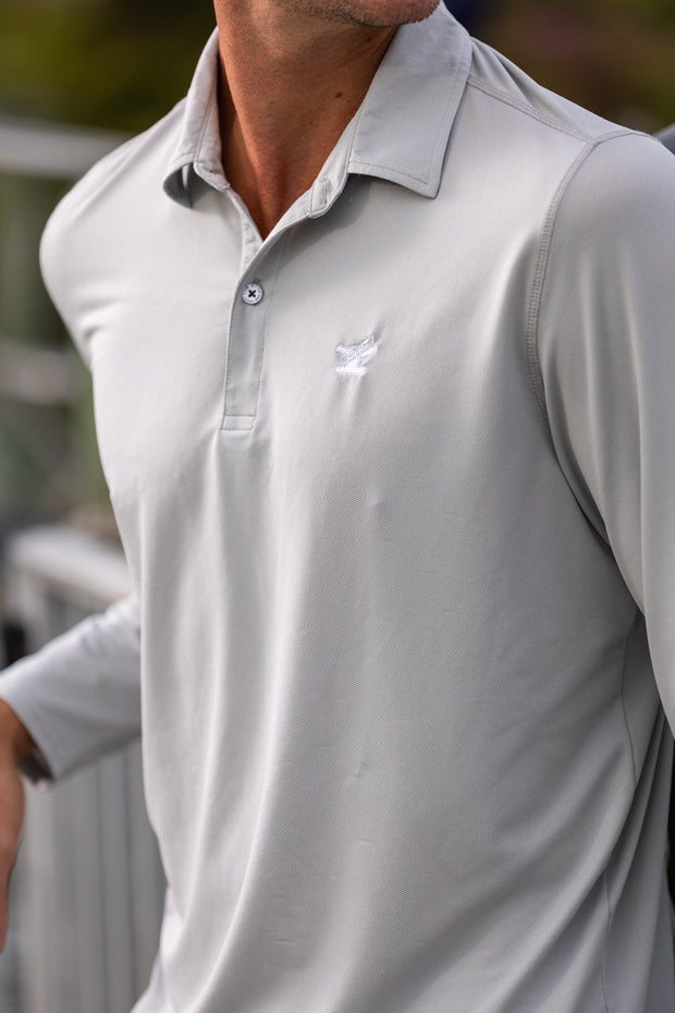 Men's Dritek Long Sleeve Polo I Highrise Gray-Tops-Bitter End Provisions