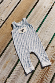 French Terry One Love Onesie | Indigo Striped-Baby-Bitter End Provisions