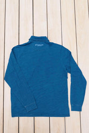 Men's Long Sleeve Prince of Wales Polo | Blue Indigo-Tops-Bitter End Provisions